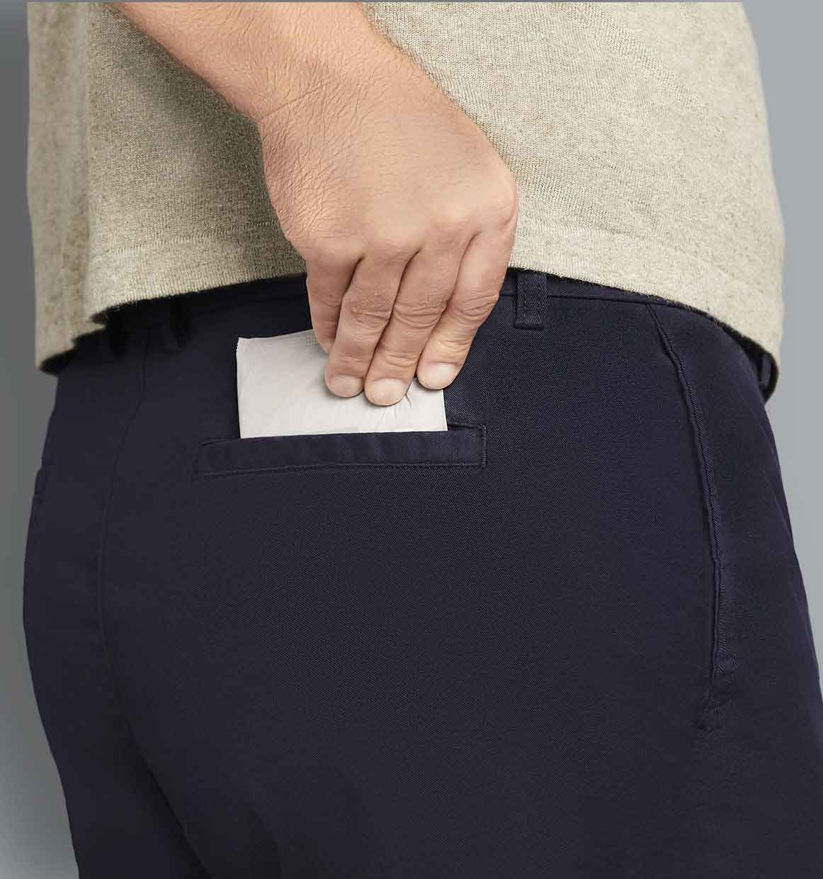 Depend® Incontinence Shields for Men Feature: Individually-wrapped and pocket-sized for easy carry